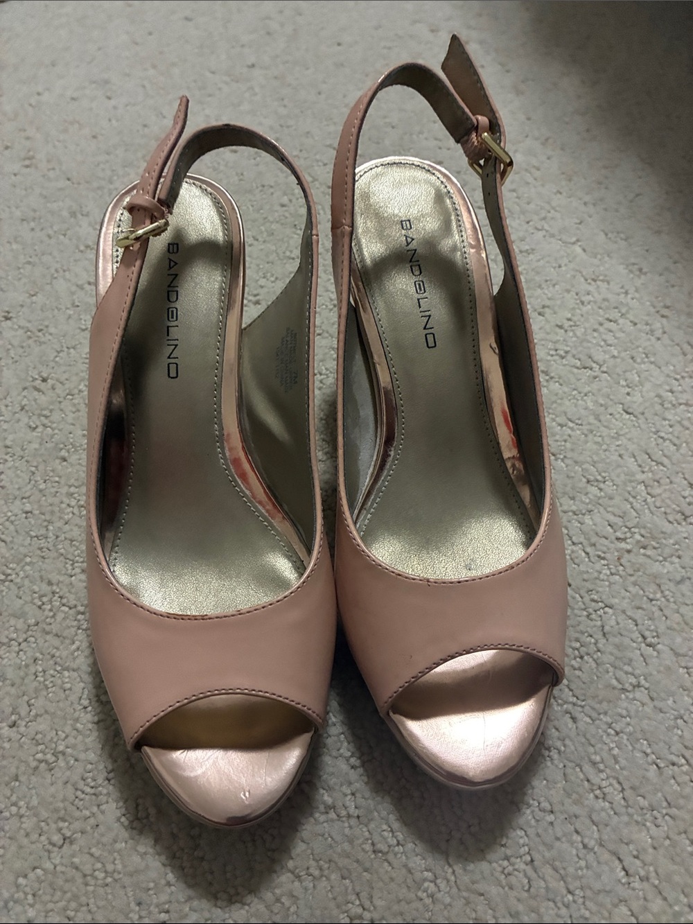 Bandolino Blush Pink Peep Toe Slingback Platform Heels Size 7M 👵MT